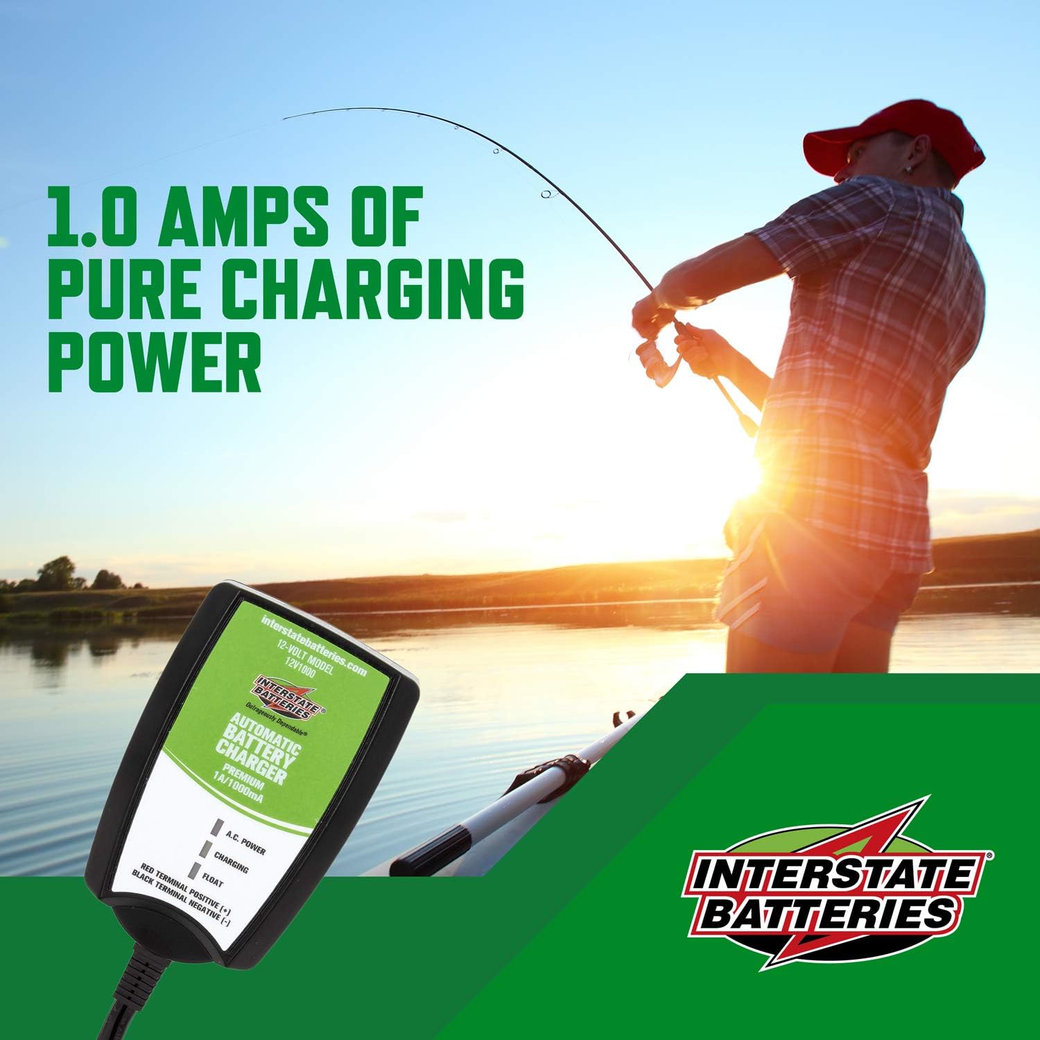 Interstate Batteries Automatic Battery Charger 12V 1.0 Amp (SLA/AGM) Sealed Lead Acid Trickle Charger Maintainer (920005) Pack of 2 - Image 2