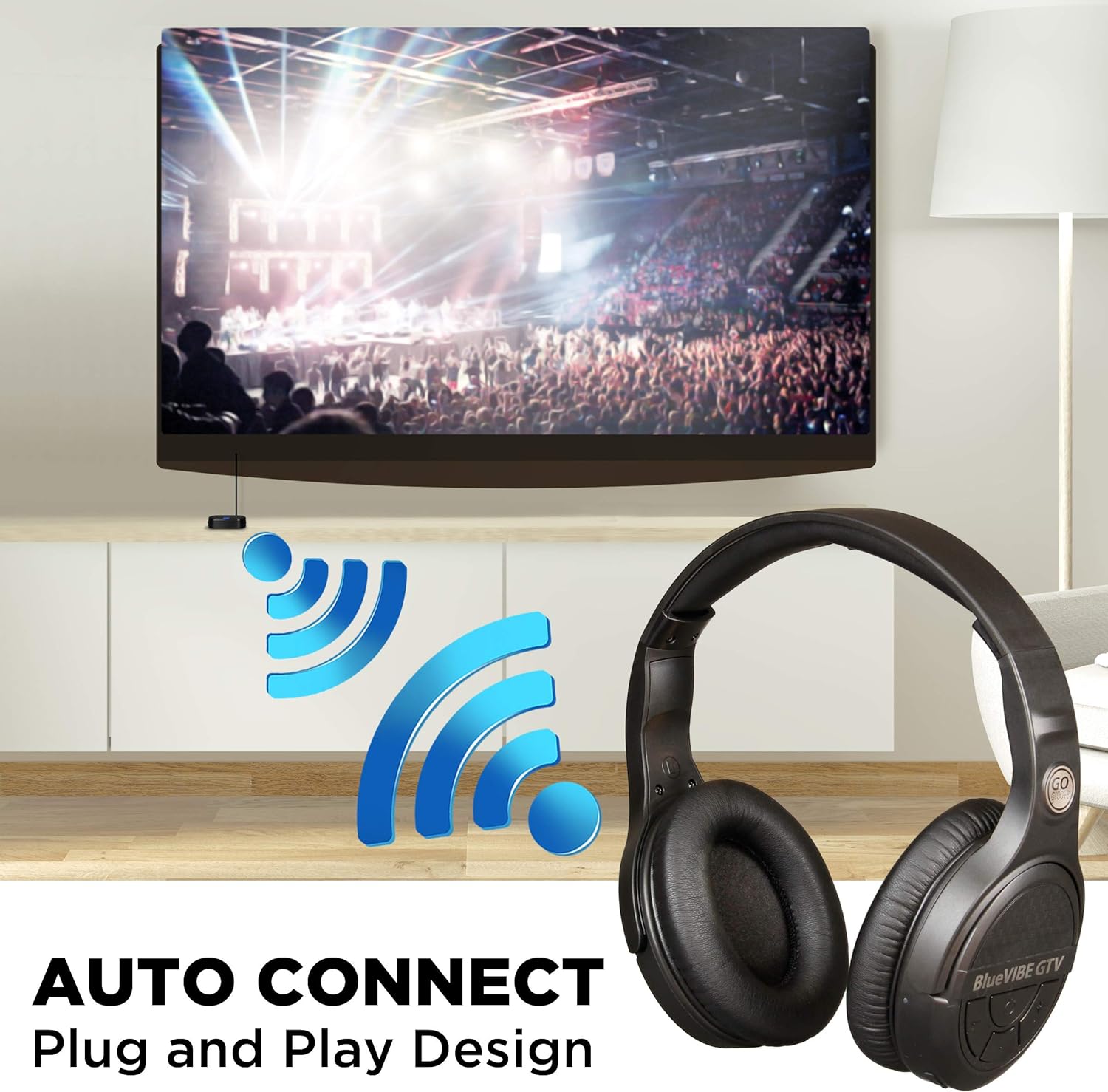 Over-Ear Headphones BlueVIBE GTV TV Headphones Wireless for Hearing Impaired & Seniors ?C Easy Setup Plug and Play for TV Watching, Hard of Hearing ?C 10 Hour Battery Life, No Audio Delay, 2.4GHz RF Transmitter - Image 5