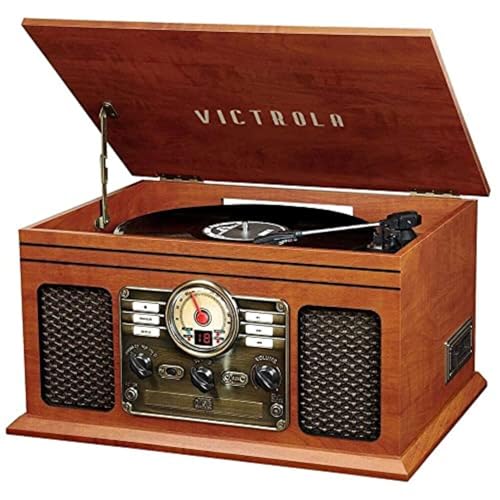 Victrola The Quincy 6-in-1 Bluetooth Record Player & Multimedia Center with Built-in Speakers ?C 3-Speed Turntable, CD & Cassette Player, AM/FM Radio, Wireless Music Streaming (Natural) - Image 16