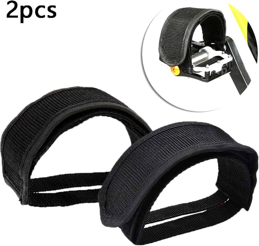 Bike Pedals with Straps, 2Pcs Pedal Straps Cycling Kids Bike Foot Pedal Straps Toe Clips Straps Tape for Fixed Gear Bike Black - Image 2