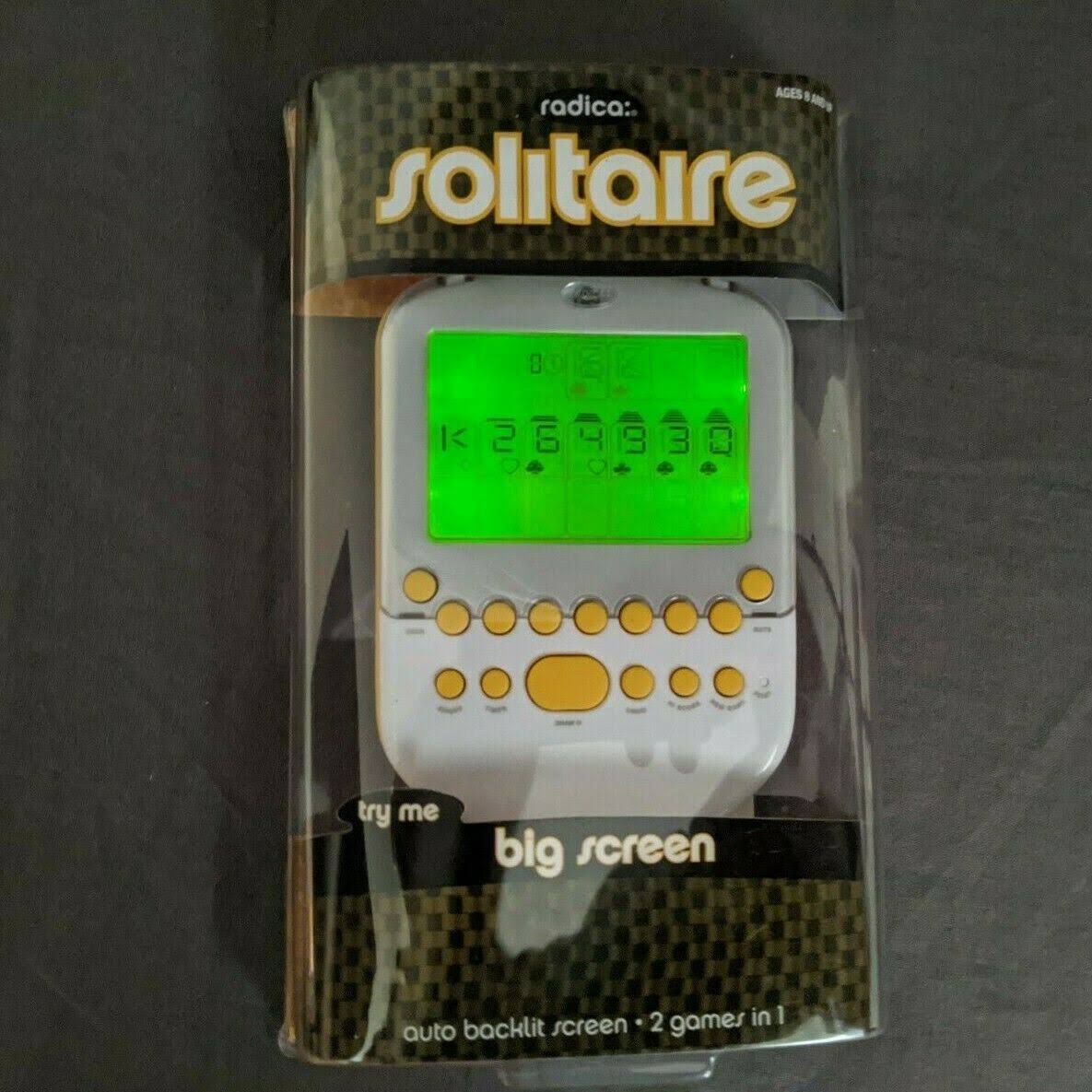 Radica Big Screen Solitaire Electronic Handheld Game 2008 Yellow White - Image 6