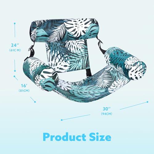 Sloosh Pool Floats Chairs Adult,Inflatable Pool Lounge,Plant Pattern Floating Mat Hammock,Blow up Water Chairs Noodles rafts for Party Summer Water Beach Fun - Image 34