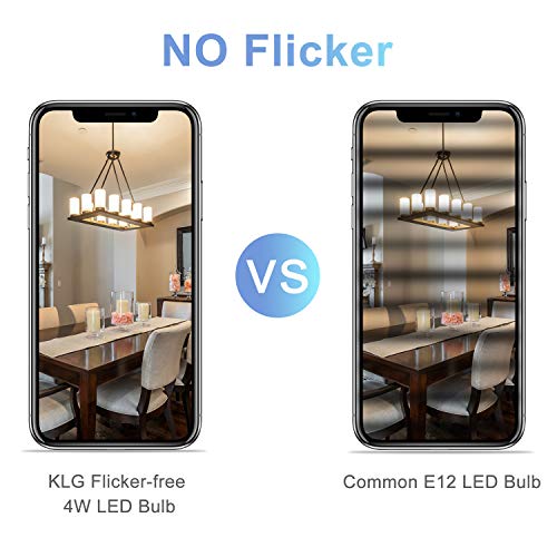 KLG E12 LED Candelabra Bulb 4W Equivalent to 40W T3/T4 E12 Candelabra Base Bulbs, Daylight White 5000K for Ceiling Fan, Chandelier AC120V, Not Dimmable 6 Pack - Image 4